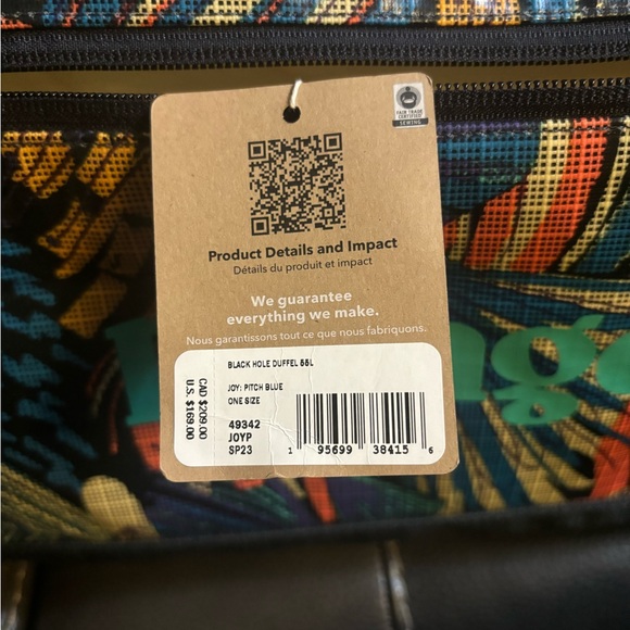 Patagonia Black Hole 55L duffel backpack- Joy/ Pitch Blue - Picture 10 of 10